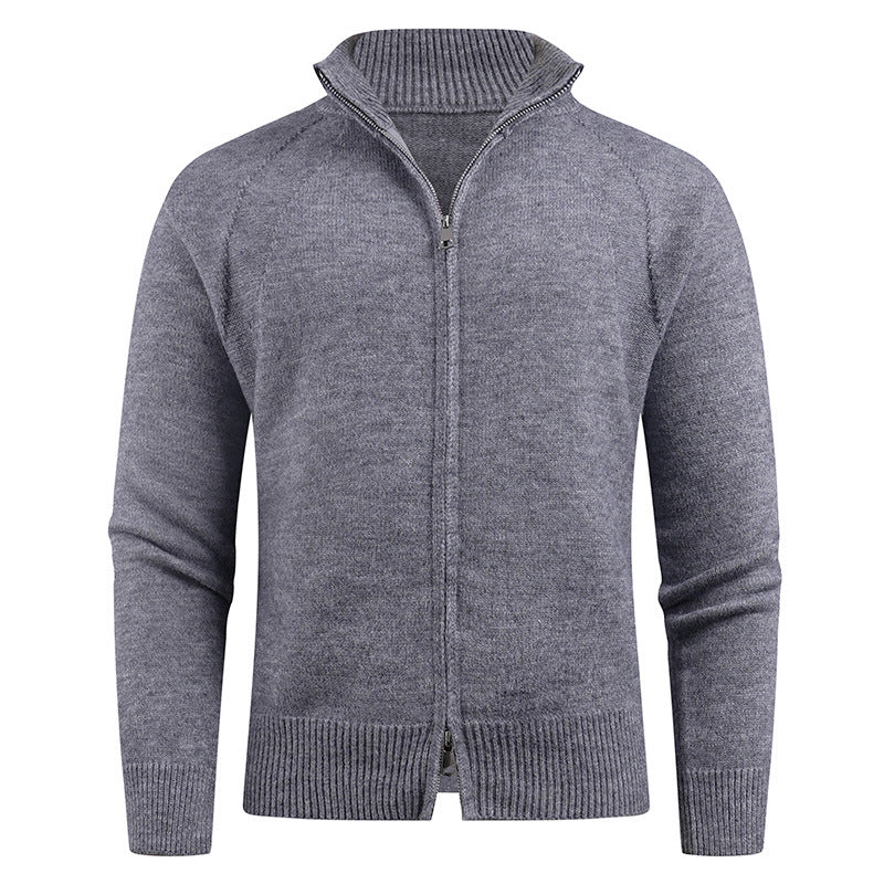 Herren hochwertige Strickjacke mit modernem Reißverschluss und hochgezogenem Kragen Stilzeits