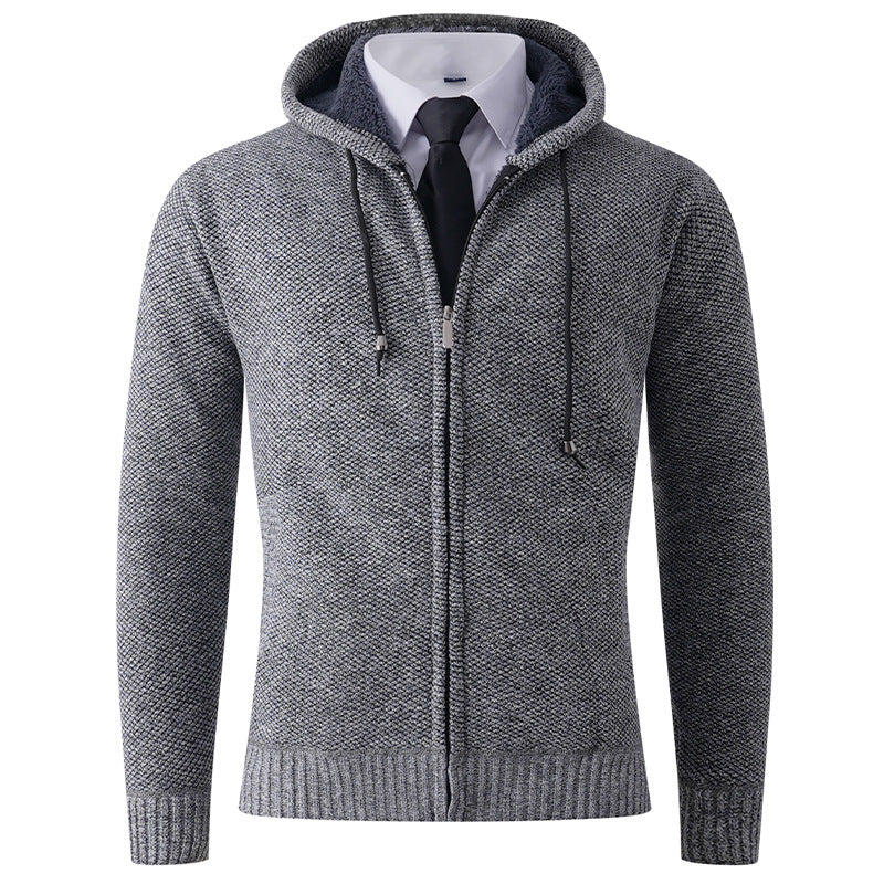 Herren Strickjacke mit Kapuze und strukturierter Verarbeitung Stilzeits