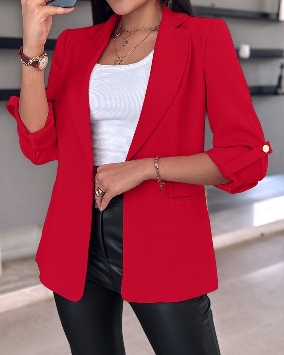 Damen Eleganter und moderner Blazer mit aufrollbaren Ärmeln Stilzeits