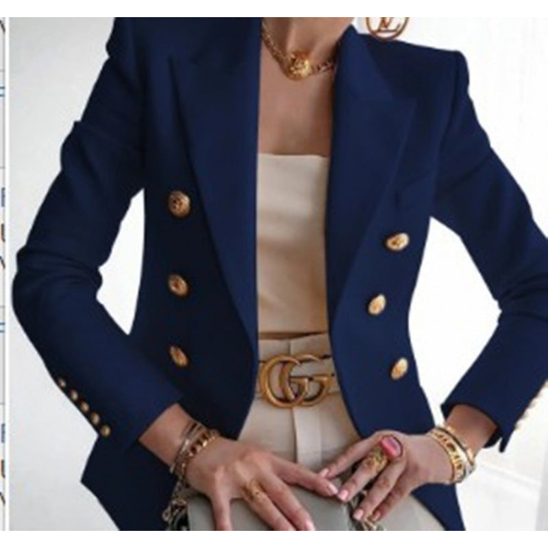 Damen Edler Blazer mit Goldknopf-Detail und klassischem Schnitt Stilzeits