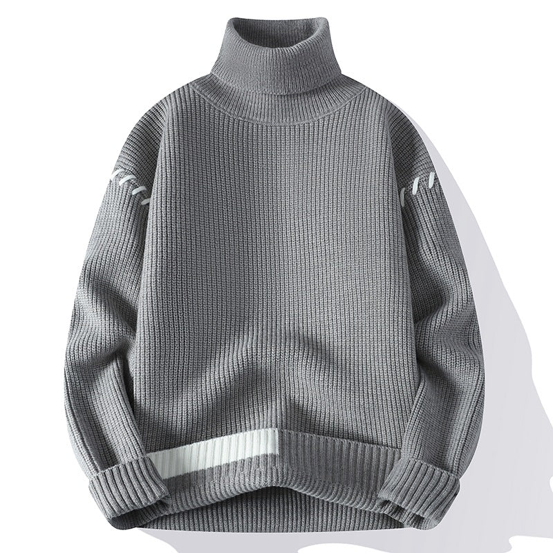 Damen Grober Rollkragenpullover mit dekorativen Ärmeldetails Stilzeits