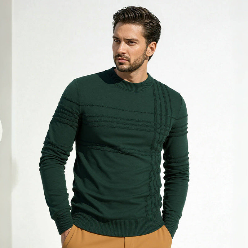 Herren Pullover mit modernem Strukturdesign und hohem Kragen Stilzeits