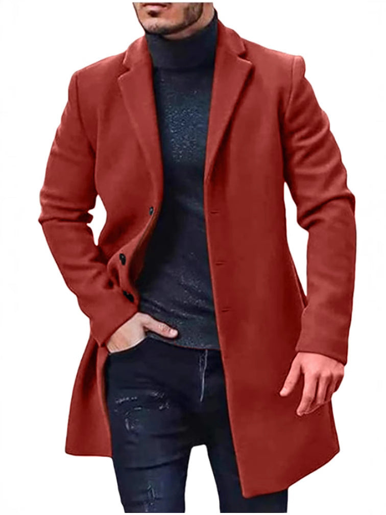 Herren eleganter Wollmantel mit schmalem Schnitt Stilzeits