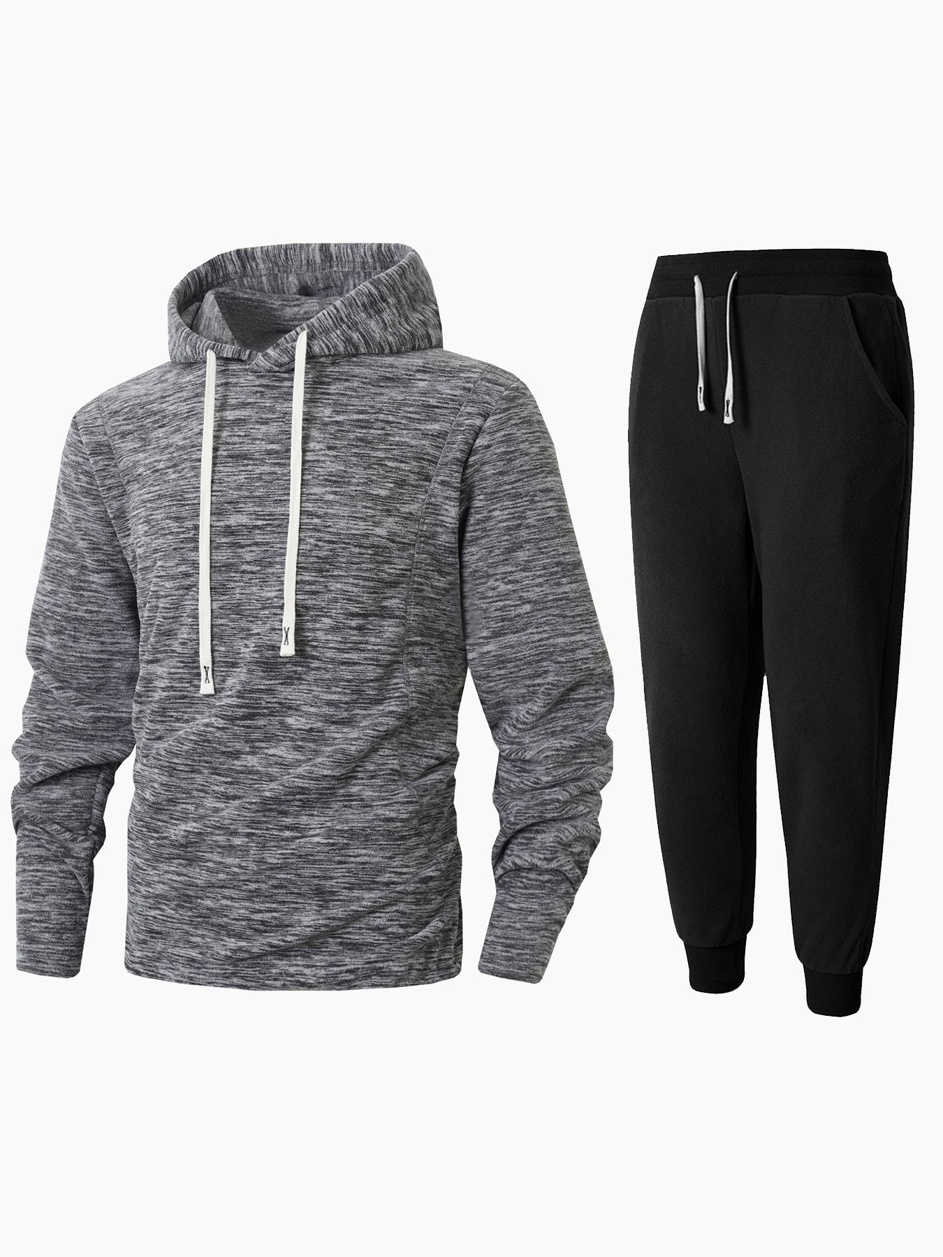 Herren Fleece-Kapuzenpullover und Jogginghose Set Stilzeits