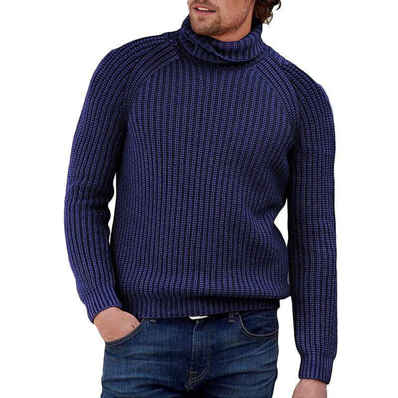 Herren Grobstrick Pullover mit hohem Kragen Stilzeits