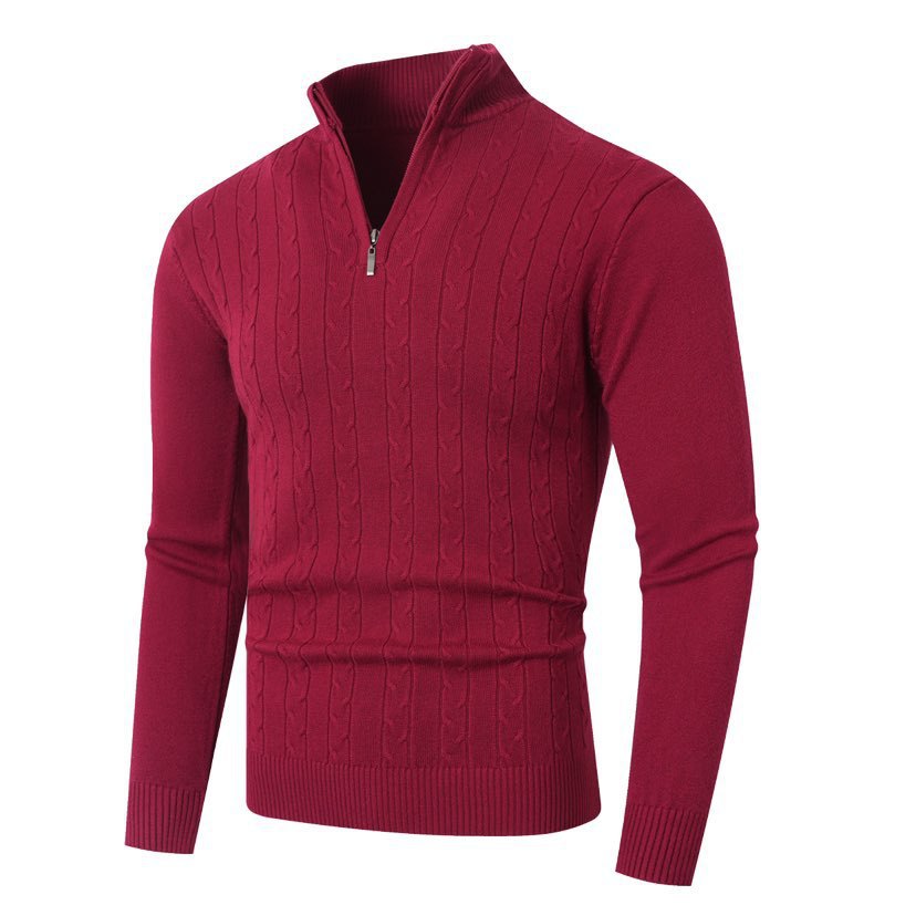 Herren Strickpullover mit modernem Zopfmuster und hohem Kragen Stilzeits