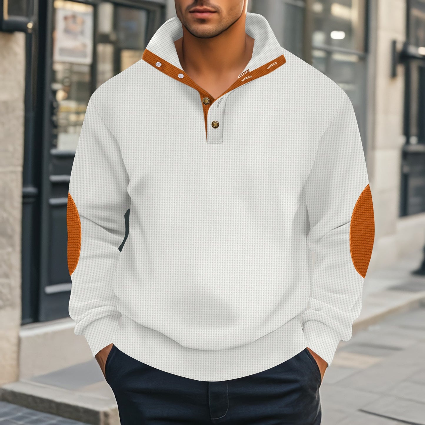 Herren Henley-Pullover mit strukturiertem Design und Kontrastakzenten Stilzeits