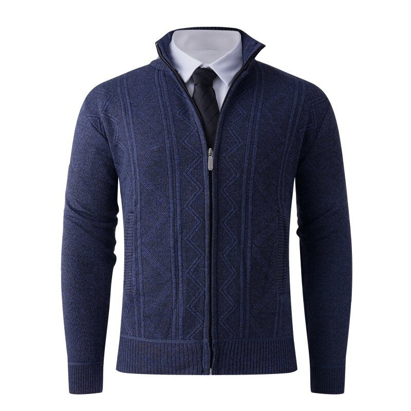 Herren Strickjacke mit modernem Zipper und eleganten Mustern Stilzeits