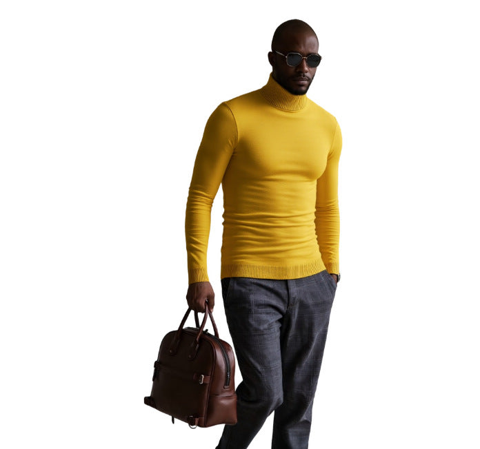 Herren rollkragen pullover mit feiner Struktur Stilzeits