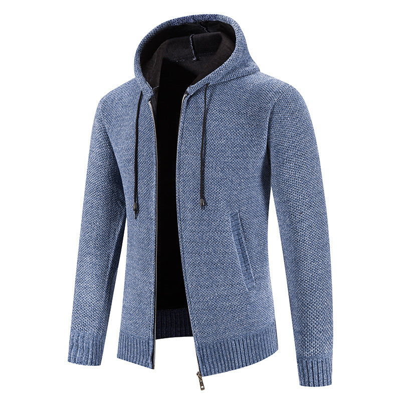 Herren Strickjacke mit Kapuze und strukturiertem Design Stilzeits
