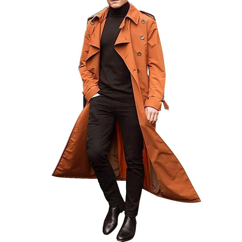 Herren eleganter Trenchcoat mit tiefem Revers und verdeckten Knöpfen Stilzeits