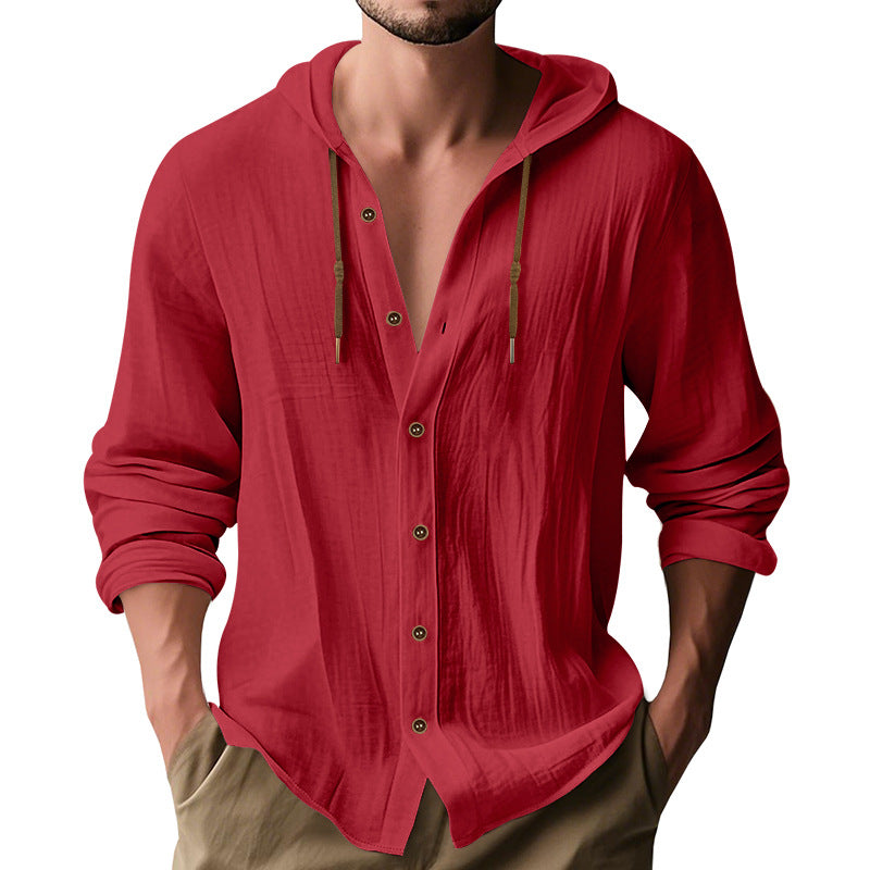 Herren lässiges Kapuzenshirt aus atmungsaktiver Baumwolle mit Knopfleiste und verstellbarem Kordelzug Stilzeits