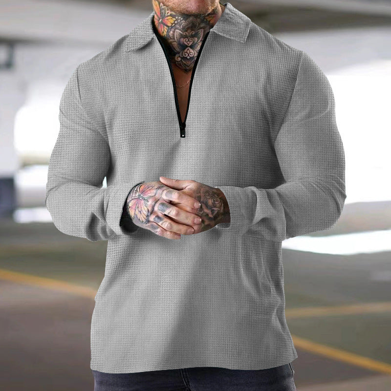 Herren Langarm Shirt mit modernem Reißverschluss Stilzeits