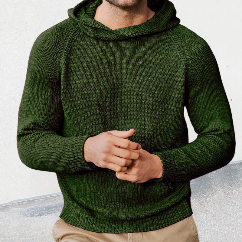 Herren Strickpullover mit Kapuze und feiner Maschenstruktur Stilzeits