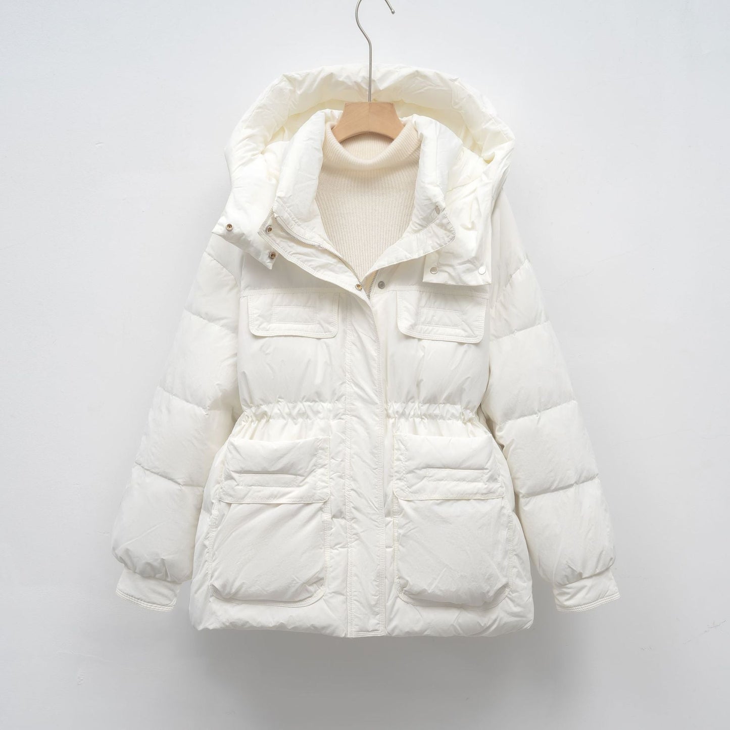 Damen gesteppte Winterjacke mit voluminösem Schnitt und praktischen Taschen Stilzeits