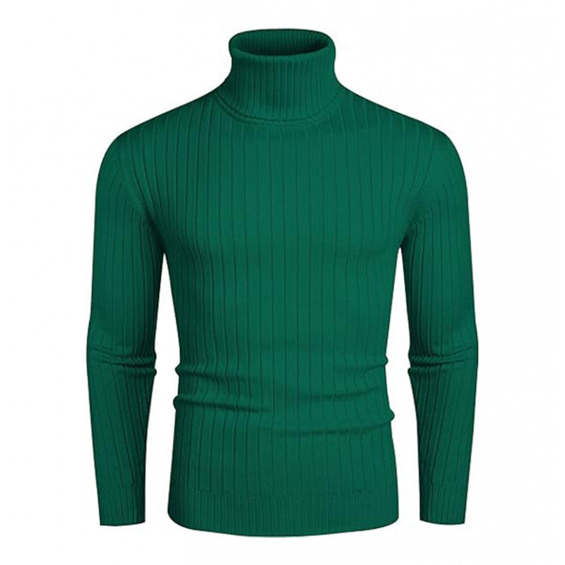 Herren Strickpullover mit hohem Kragen und Rippenmuster Stilzeits