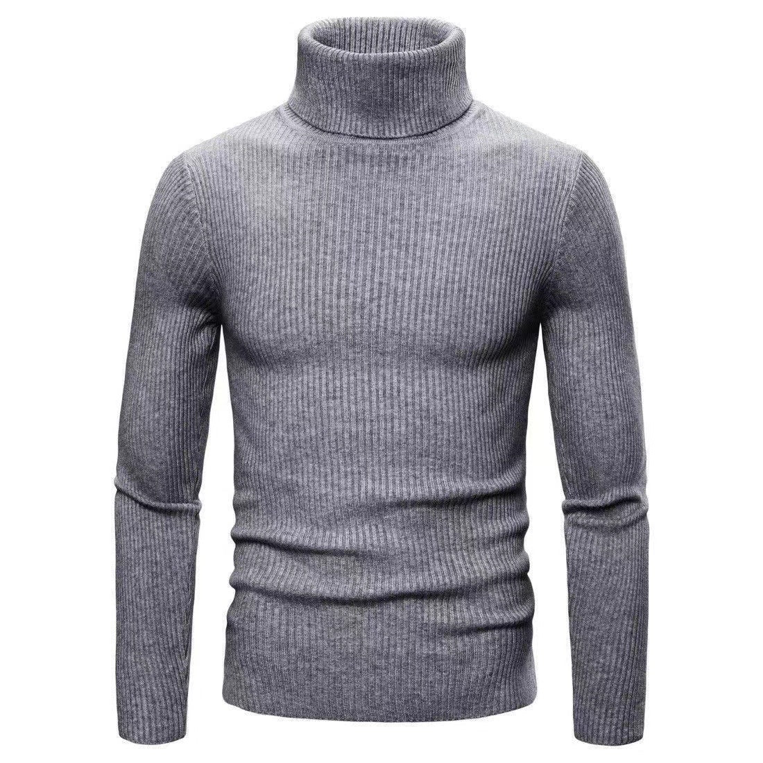 Herren hochwertiger Rollkragenpullover aus feinem Rippstrick Stilzeits