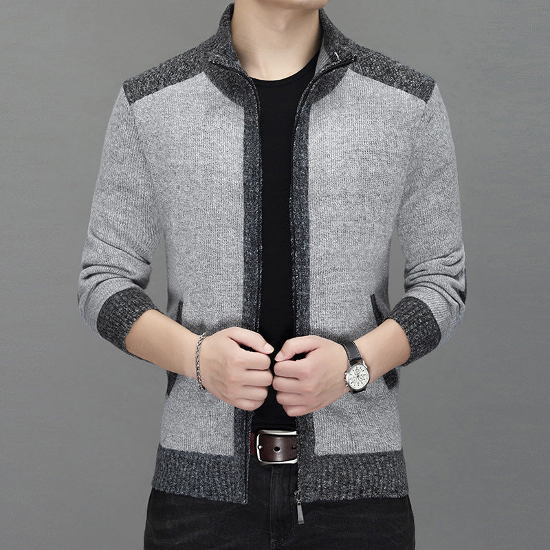 Herren Strickjacke mit modischem Zipper und hochgeschlossenem Kragen Stilzeits