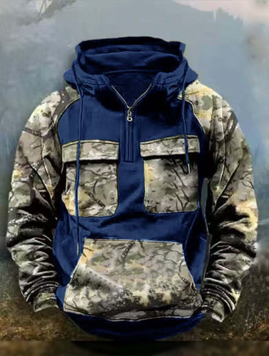 Herren Camouflage Funktionskapuzenpullover Stilzeits