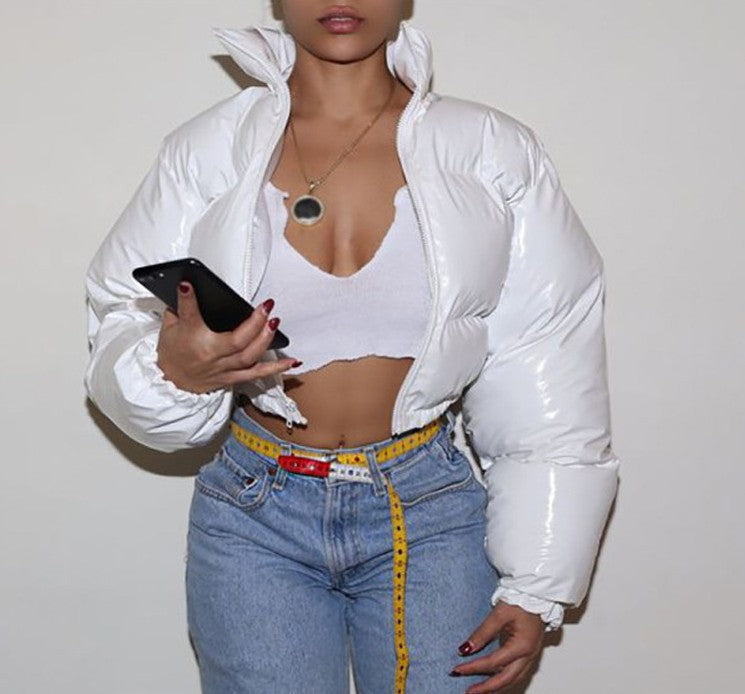 Damen Glänzende Kurzdaunenjacke Stilzeits