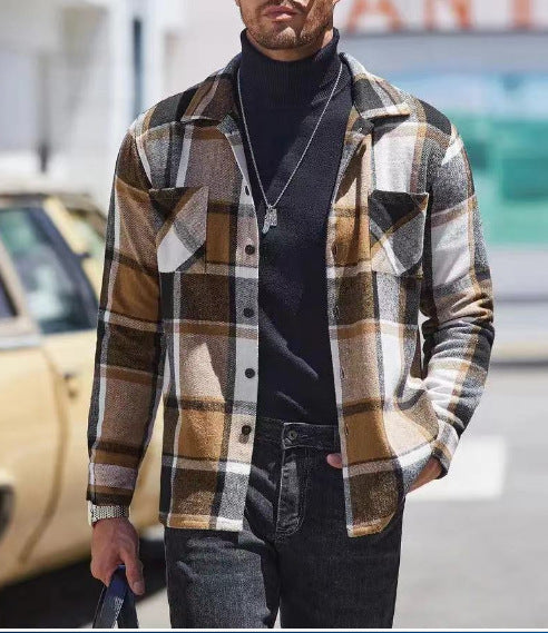 Herren lässige Karomuster Hemdjacke Stilzeits