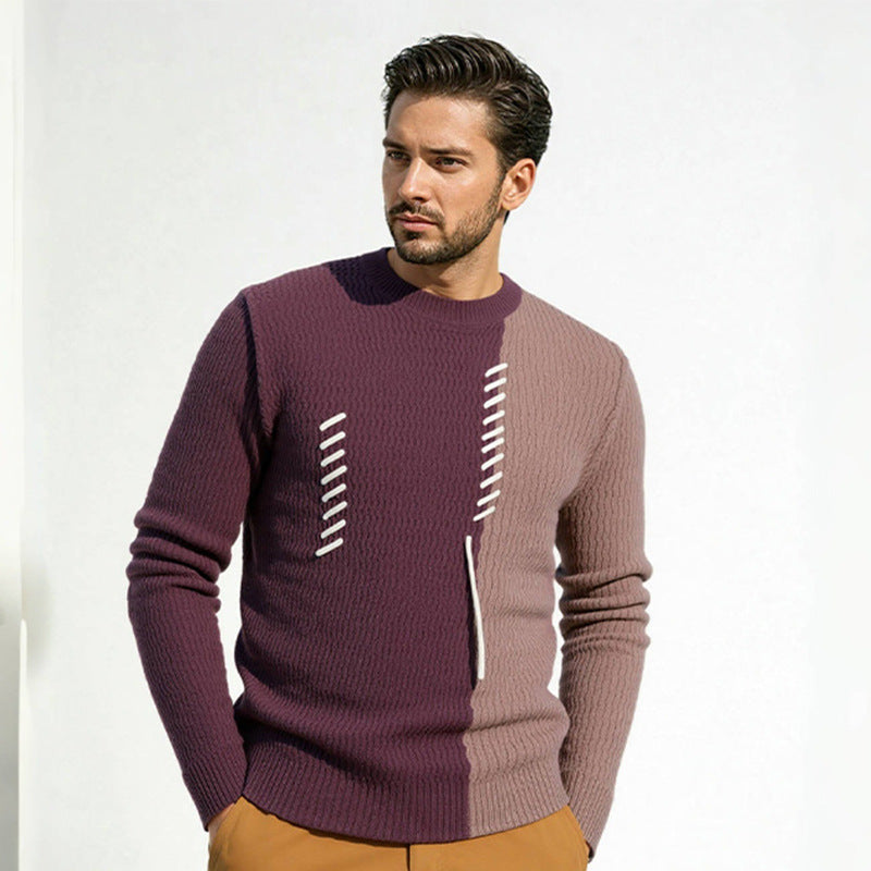 Herren Strickpullover mit modernem Struktur-Design und kontrastierenden Mustern Stilzeits