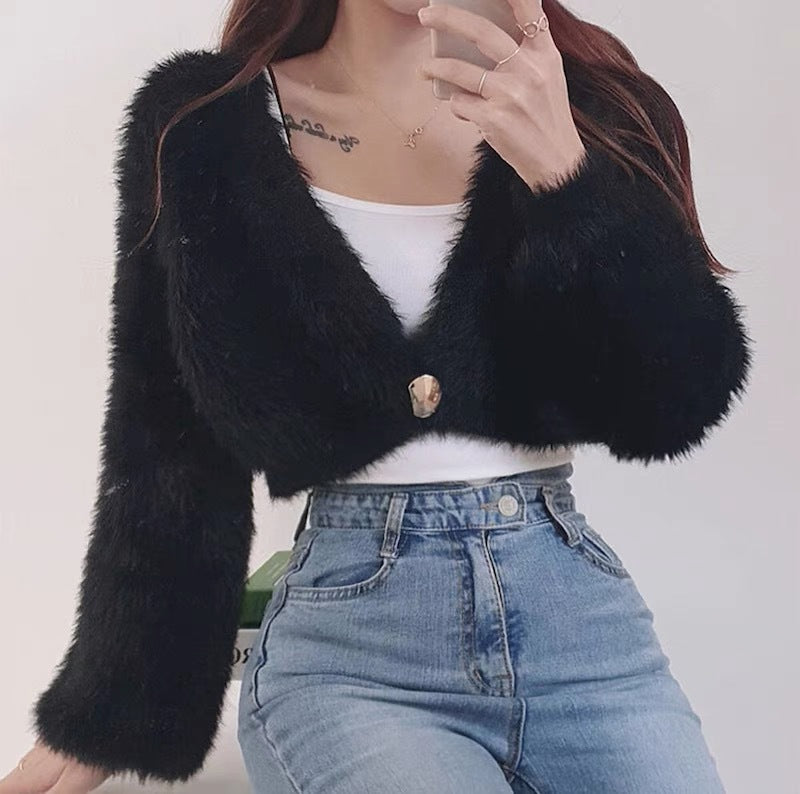 Damen kuschelige Bolerojacke im modischen und flauschigen Design Stilzeits