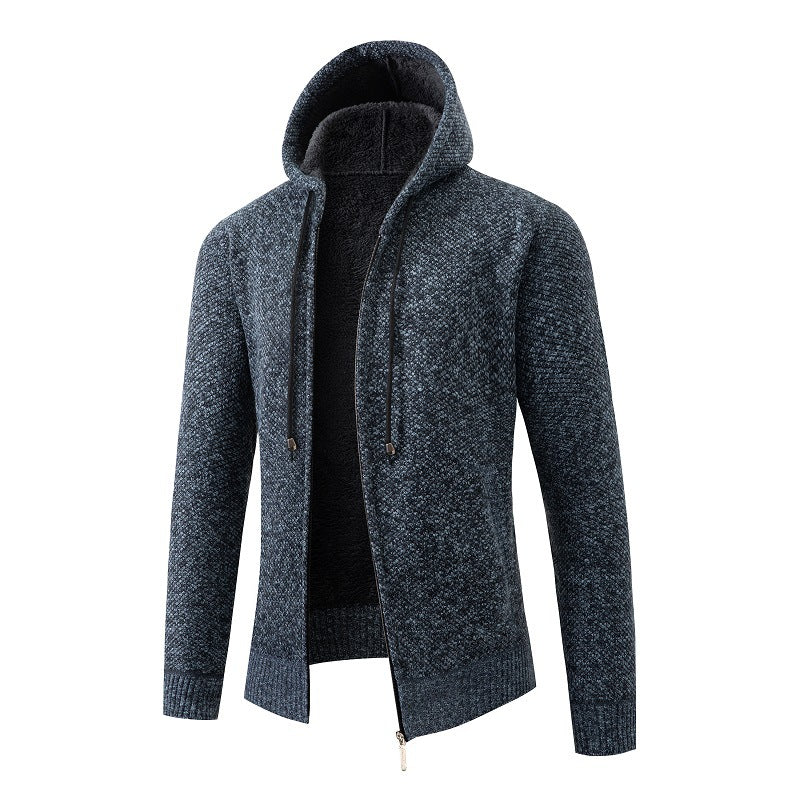Herren bequeme Strickjacke mit Kapuze Stilzeits