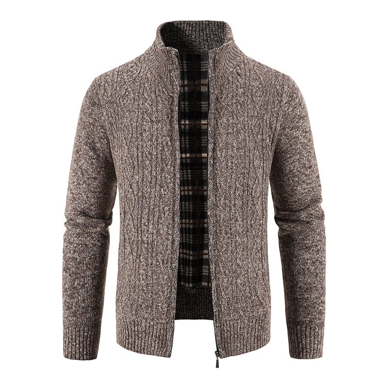 Herren Strickjacke mit hochschließendem Kragen und strukturiertem Design Stilzeits