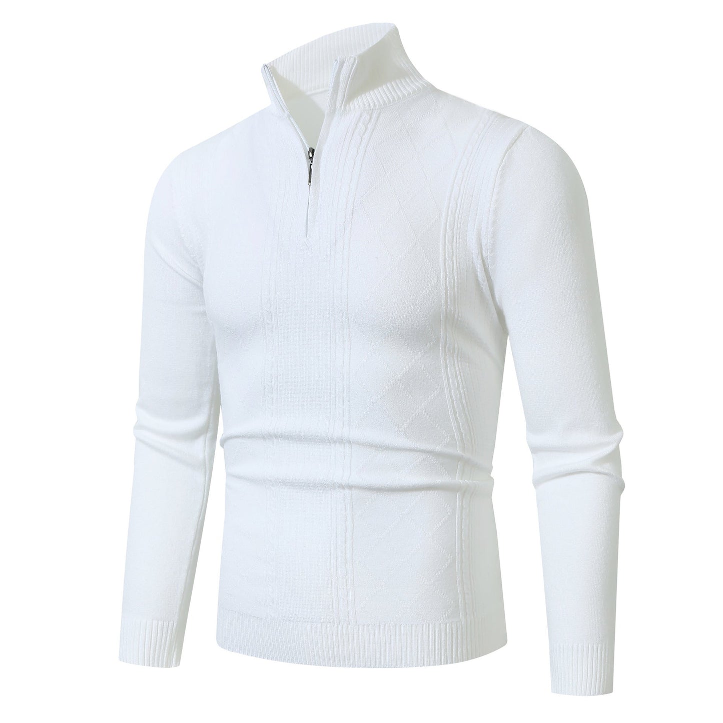 Herren eleganter Strickpullover mit Stehkragen und Reißverschluss Stilzeits