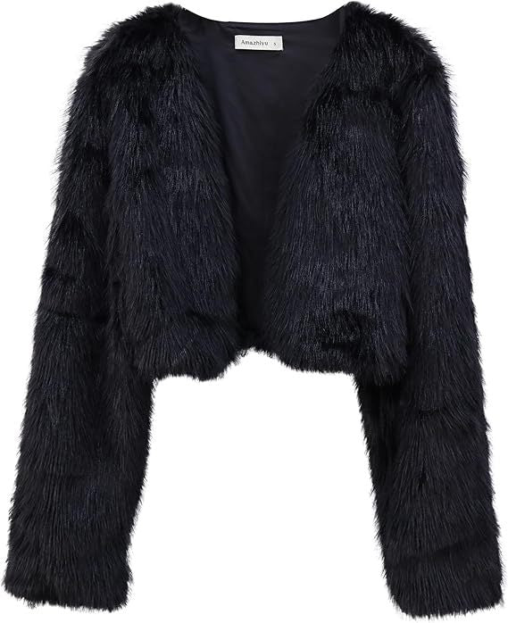 Damen Flauschige Kurzjacke mit offenem Schnitt Stilzeits