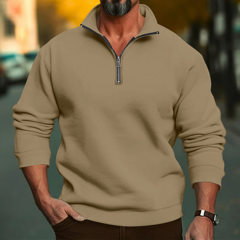 Herren Sweatshirt mit halblangem Reißverschluss und weichem Innenfutter Stilzeits