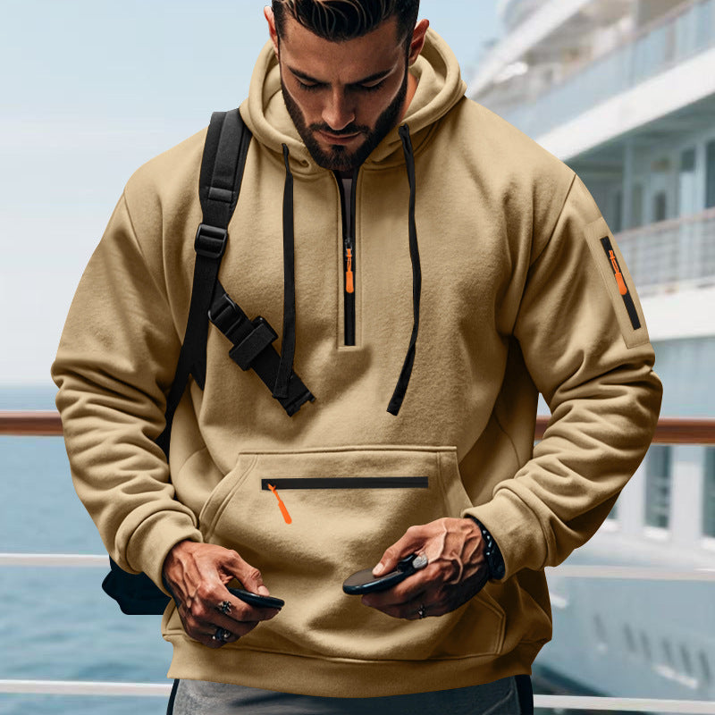 Herren sportlicher Hoodie mit praktischen Reißverschlusstaschen Stilzeits