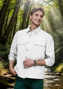 Herren lässige Hemdjacke mit praktischen Taschen Stilzeits