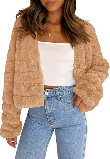 Damen Flauschige Kurzjacke im modernen Design Stilzeits