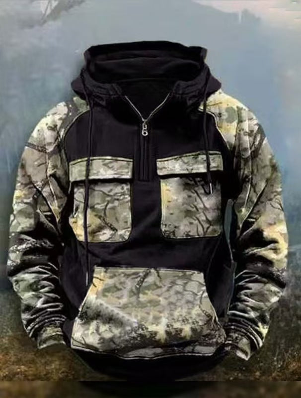 Herren Camouflage Funktionskapuzenpullover Stilzeits