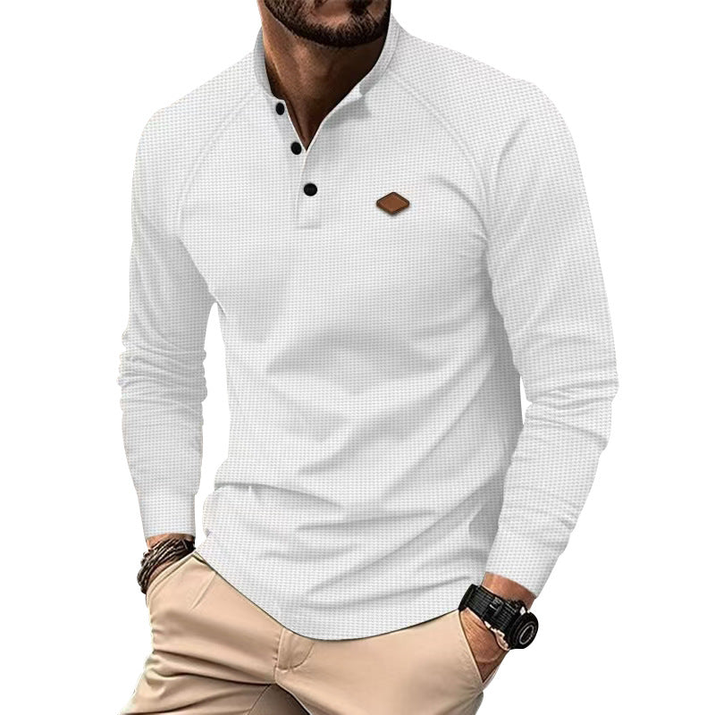 Herren Langarm-Henley-Shirt mit strukturierter Oberfläche und modischen Knopfdetails Stilzeits