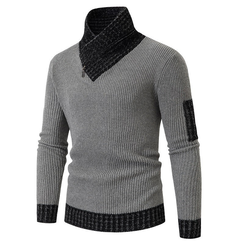 Herren Pullover mit modernem asymmetrischem Kragen und strukturiertem Design Stilzeits