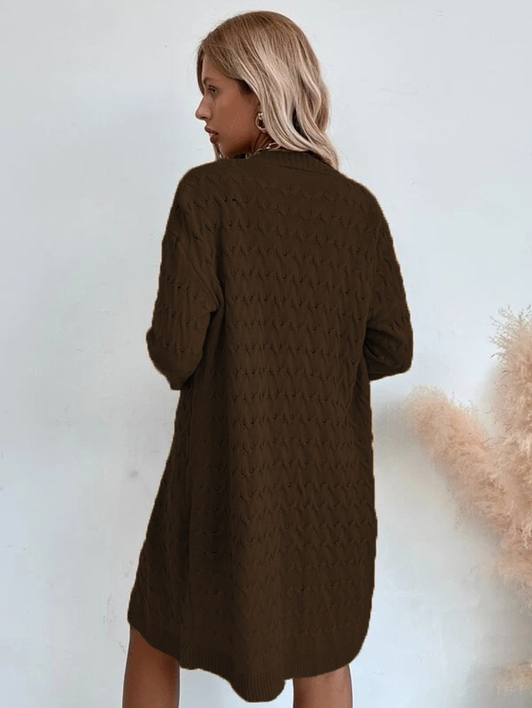 Damen Großer Strickmantel mit strukturiertem Muster und lässigem Schnitt Stilzeits