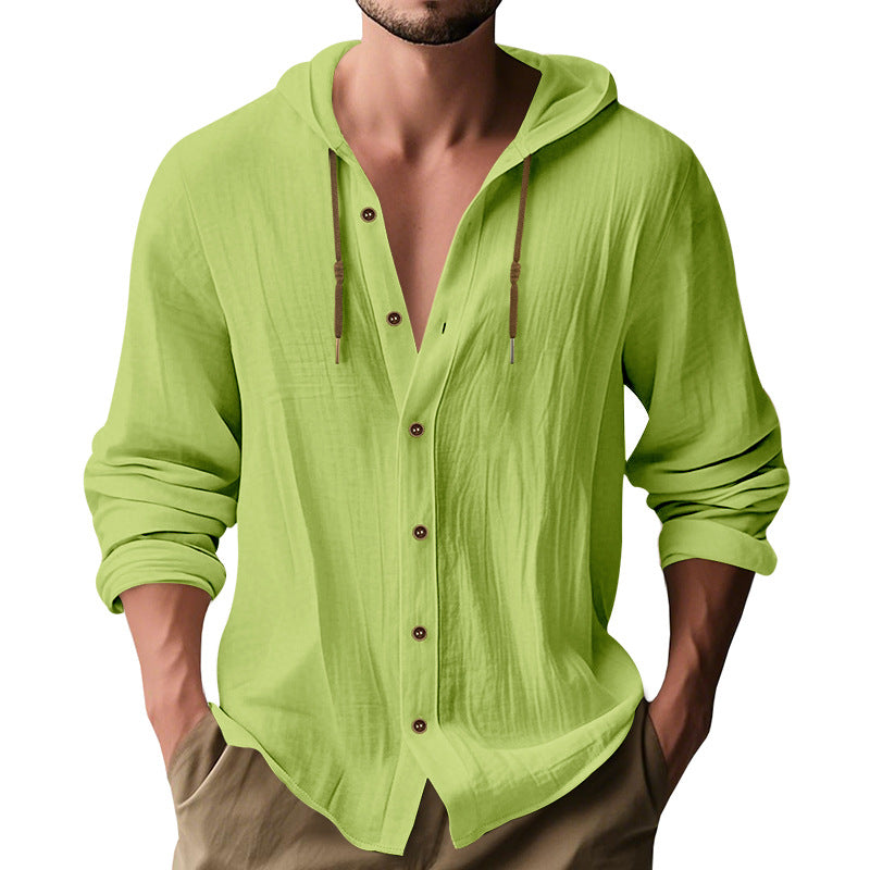 Herren lässiges Kapuzenshirt aus atmungsaktiver Baumwolle mit Knopfleiste und verstellbarem Kordelzug Stilzeits