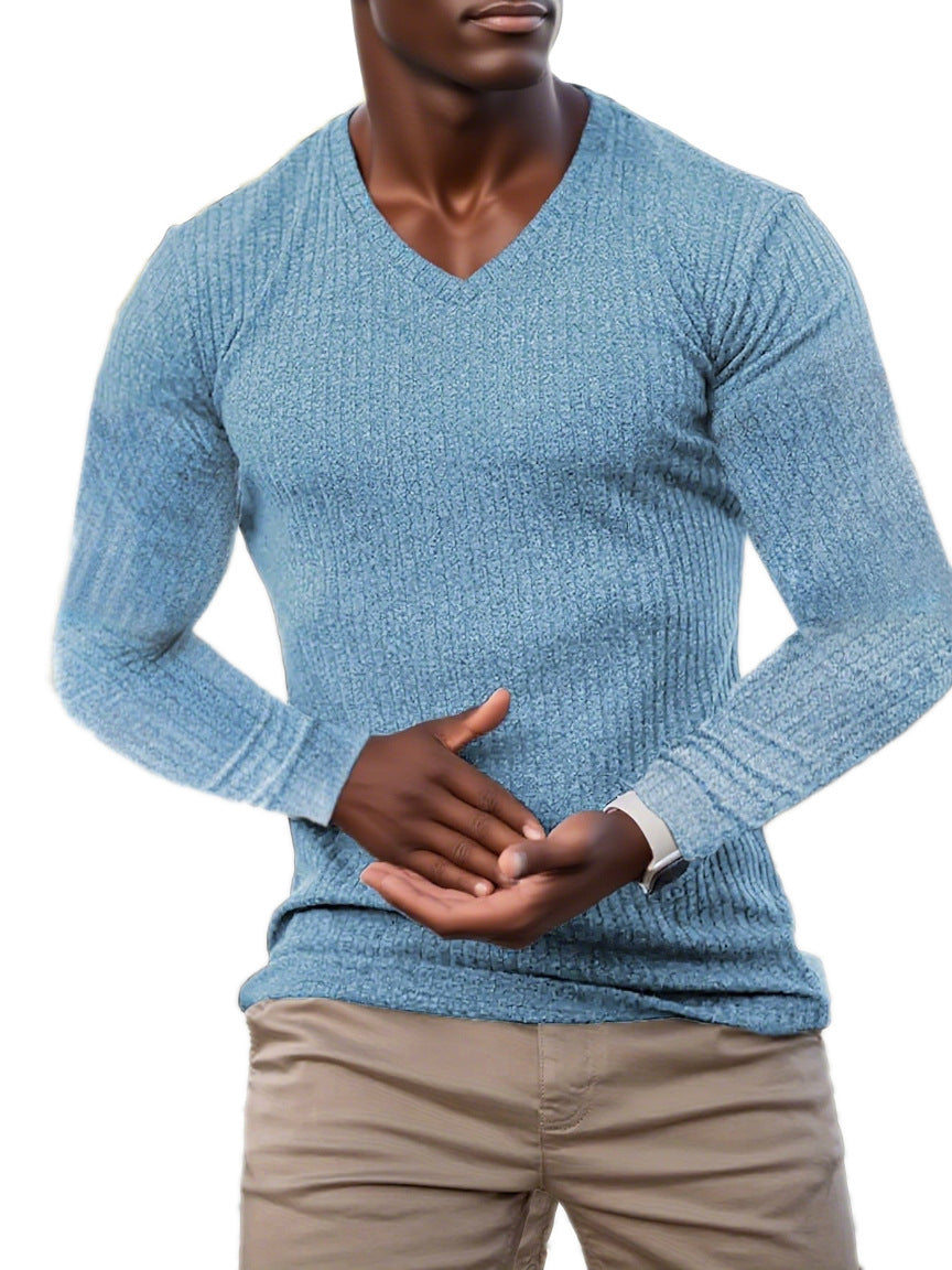 Herren elegantes V-Ausschnitt Pullover aus strukturiertem Strickmaterial Stilzeits