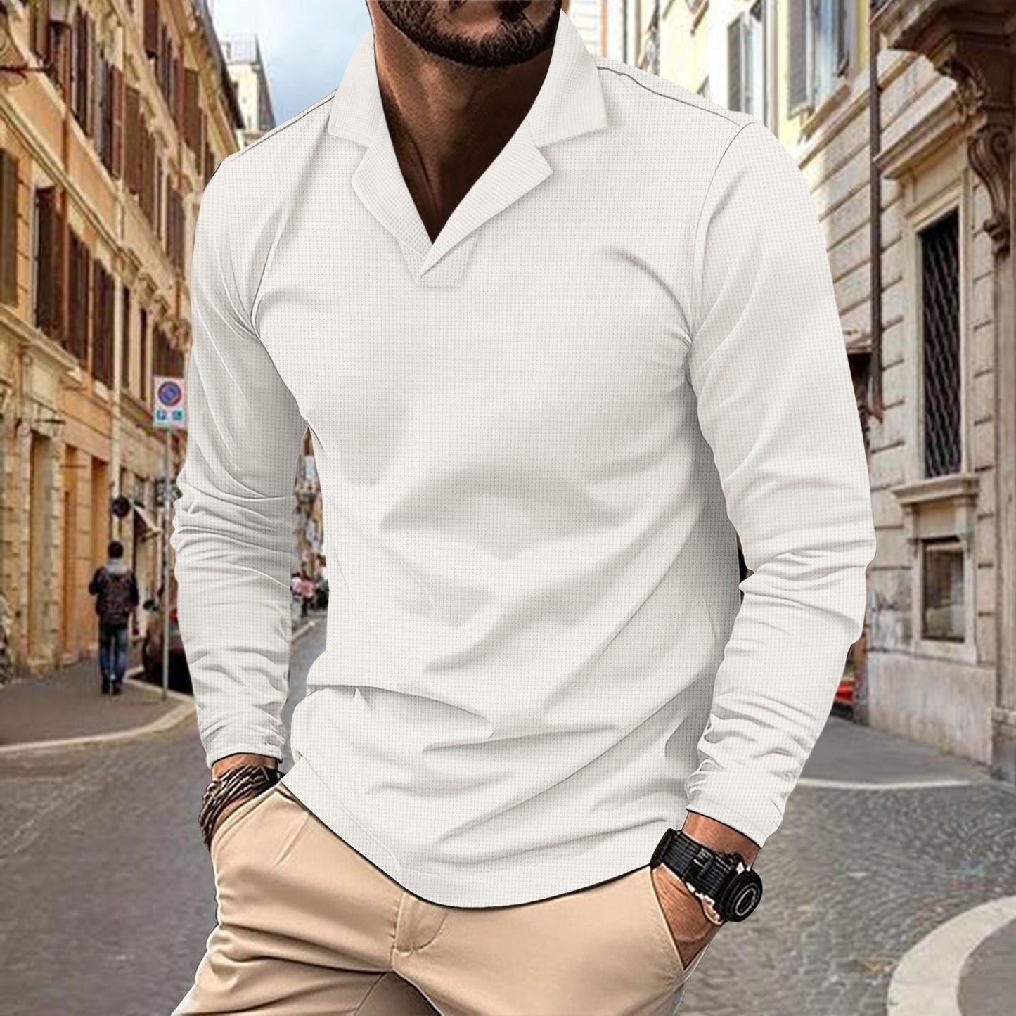 Herren modisches Langarmshirt mit strukturiertem Design Stilzeits