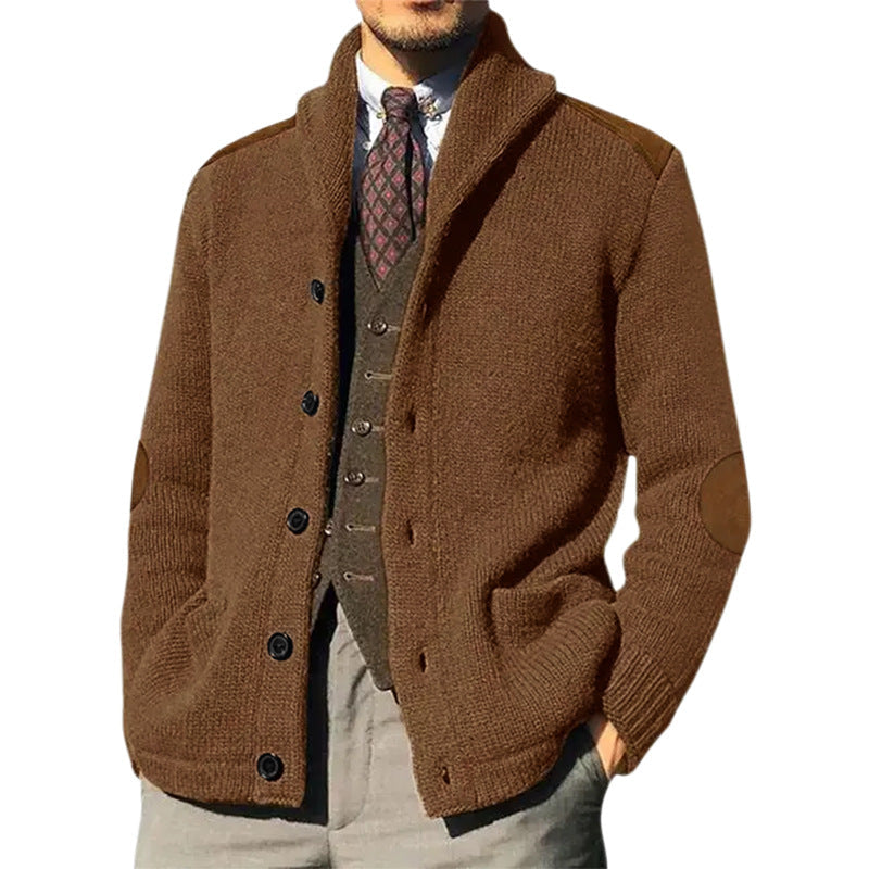 Herren Strickjacke mit klassischem Schalkragen und eleganten details Stilzeits