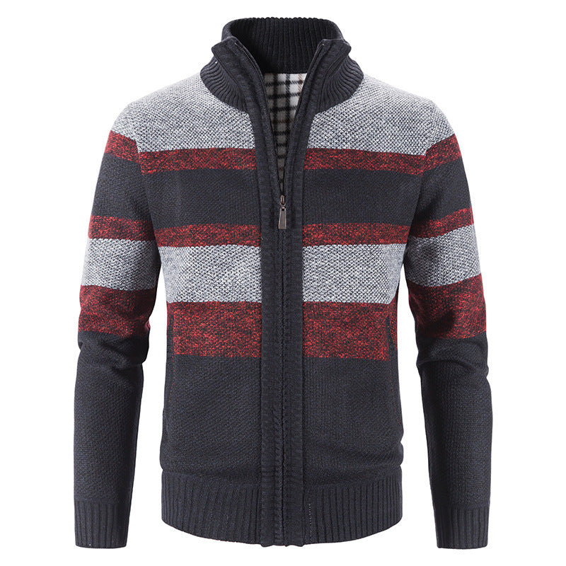 Herren modische Strickjacke mit Stehkragen und Reißverschluss Stilzeits