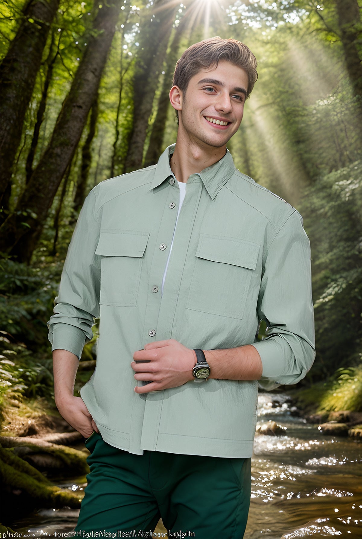 Herren lässige Hemdjacke mit praktischen Taschen Stilzeits