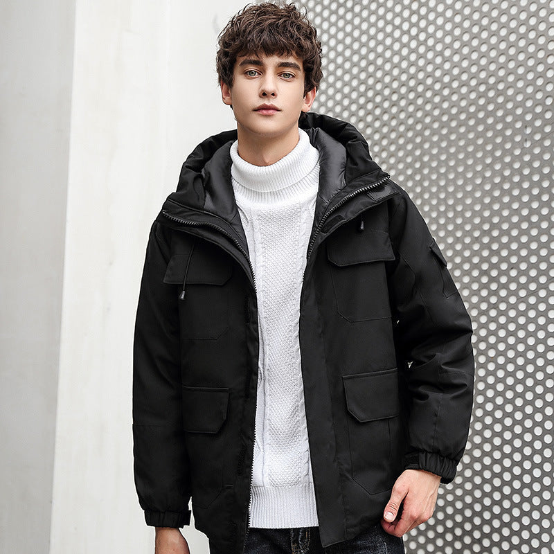 Herren wetterfeste Utility-Jacke mit Kapuze und Taschen Stilzeits