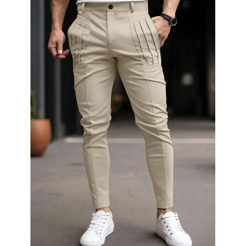 Herren stylische Slim-Fit Anzughose mit plissiertem Design Stilzeits