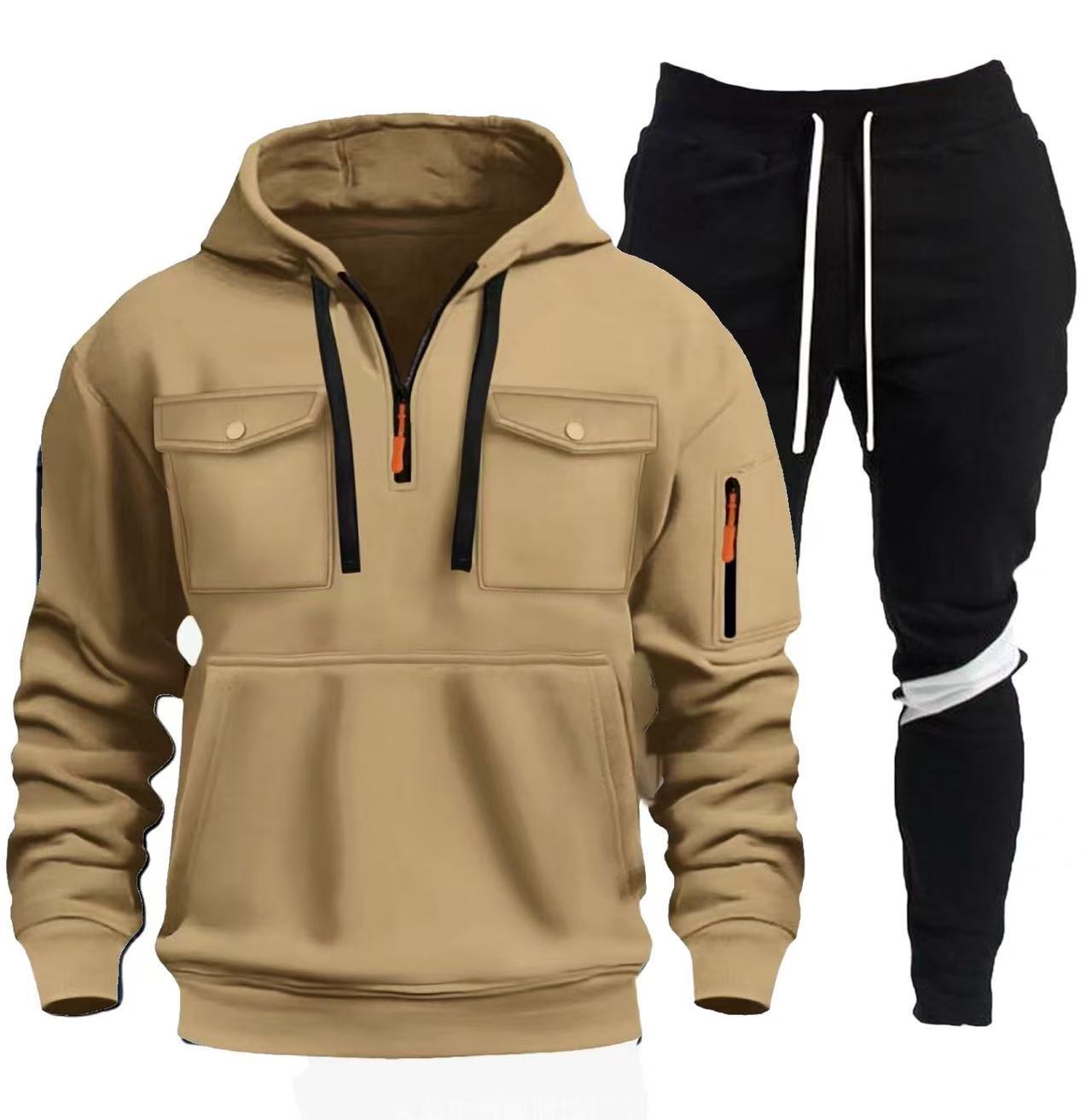 Herren praktische Kapuzenjacke mit Sporthose Stilzeits