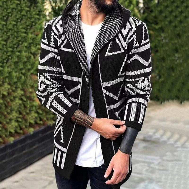 Herren Strickjacke mit kreativem Muster und offener Front Stilzeits