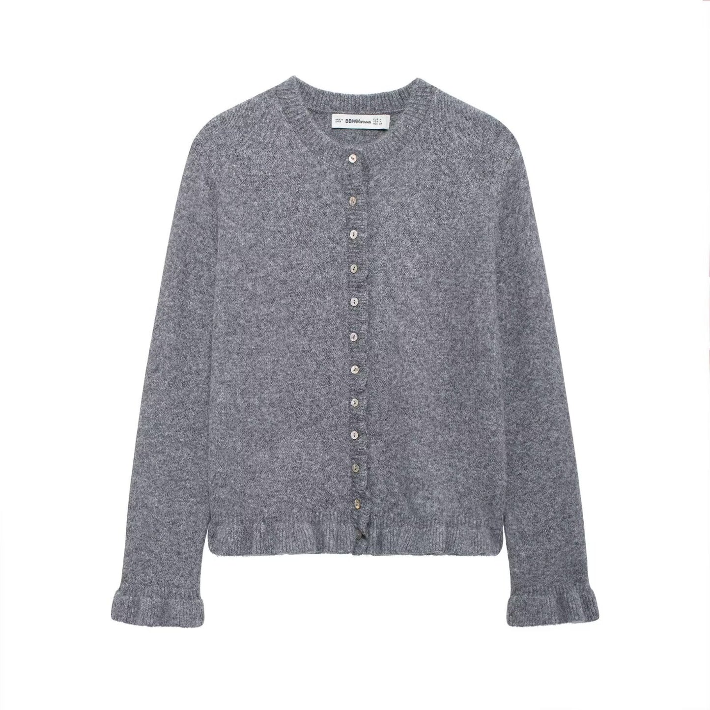 Damen elegante Strickjacke mit dekorativen Knöpfen Stilzeits